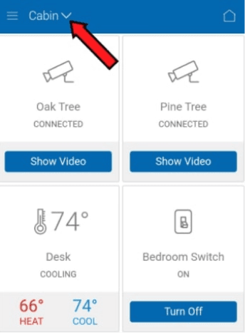 An illustration with a red arrow pointing toward the sign in area on the mobile app.